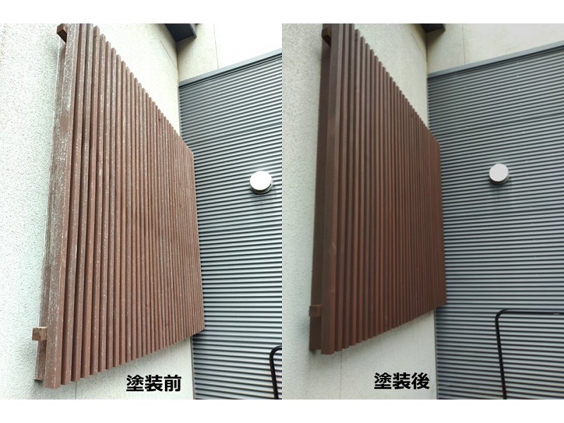 木部塗装　格子塗装工事前後